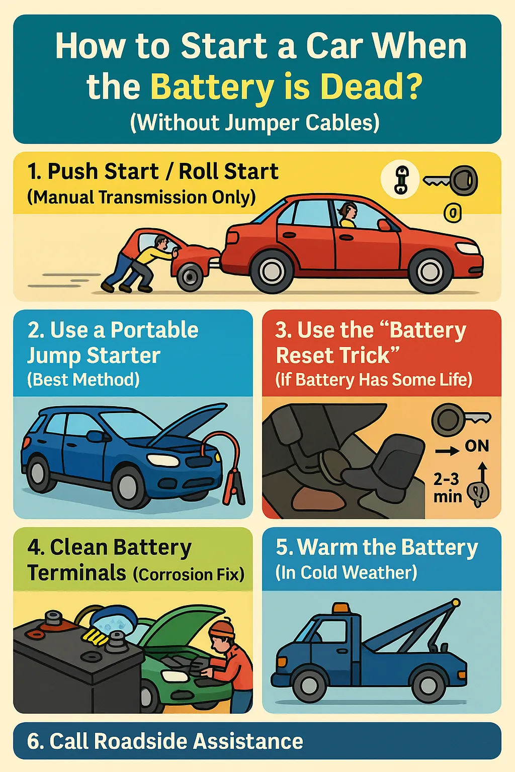 How to Start a Car When the Battery is Dead? (Without Jumper Cables)